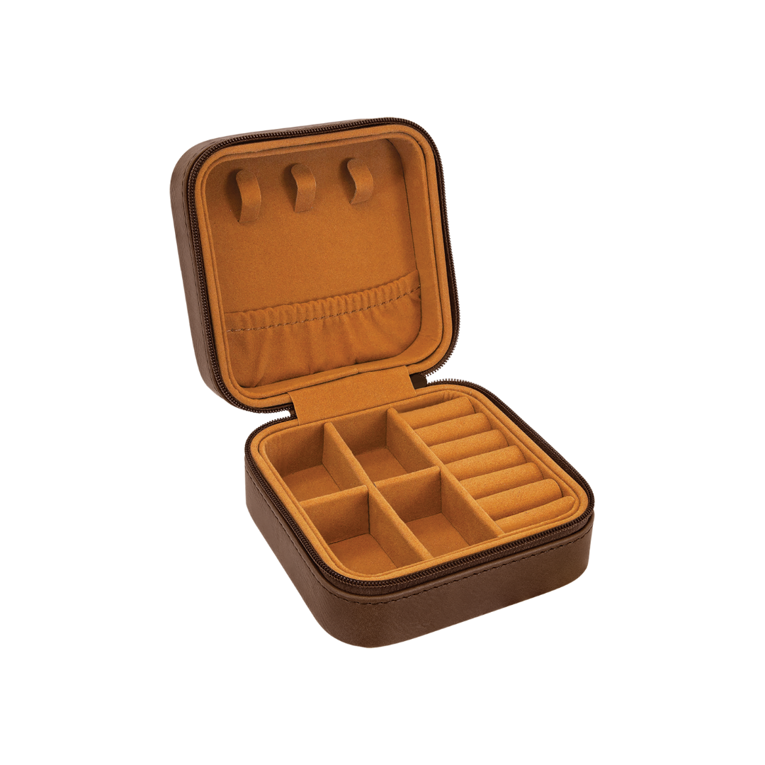 Grandma Heart Laser Engraved Faux Leather Travel Jewelry Box