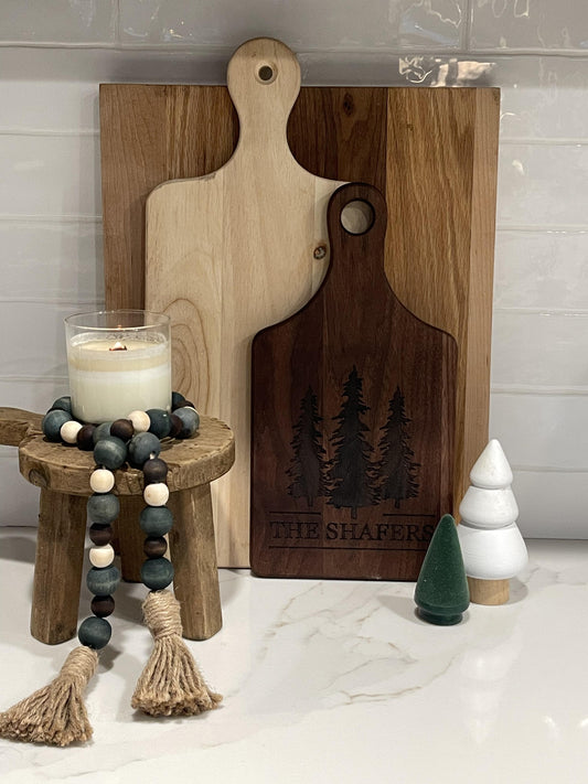 Personalized 13 1/2" x 7" Walnut Paddle Shape Cutting Board