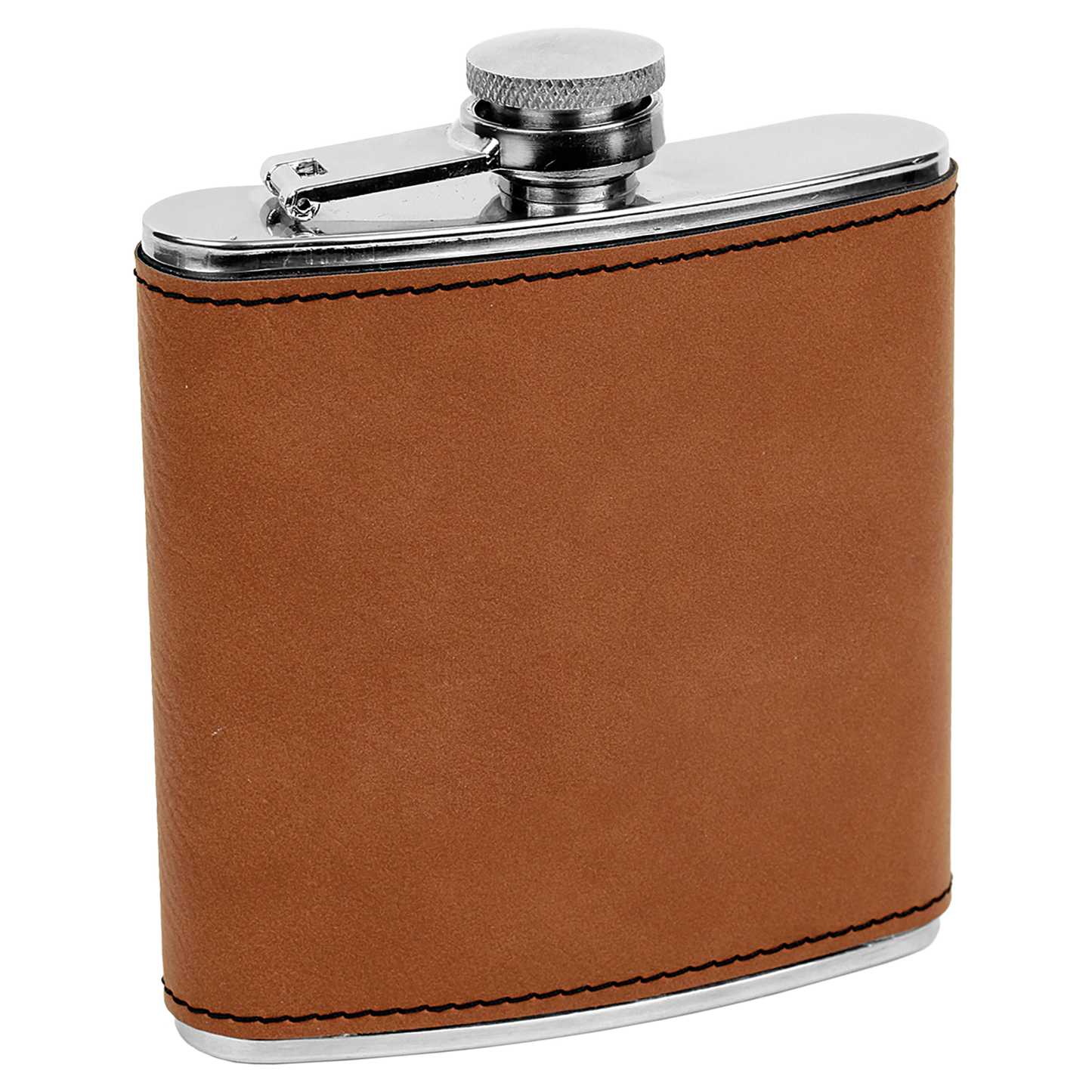 Engraved Faux Leather 6 oz. Flask