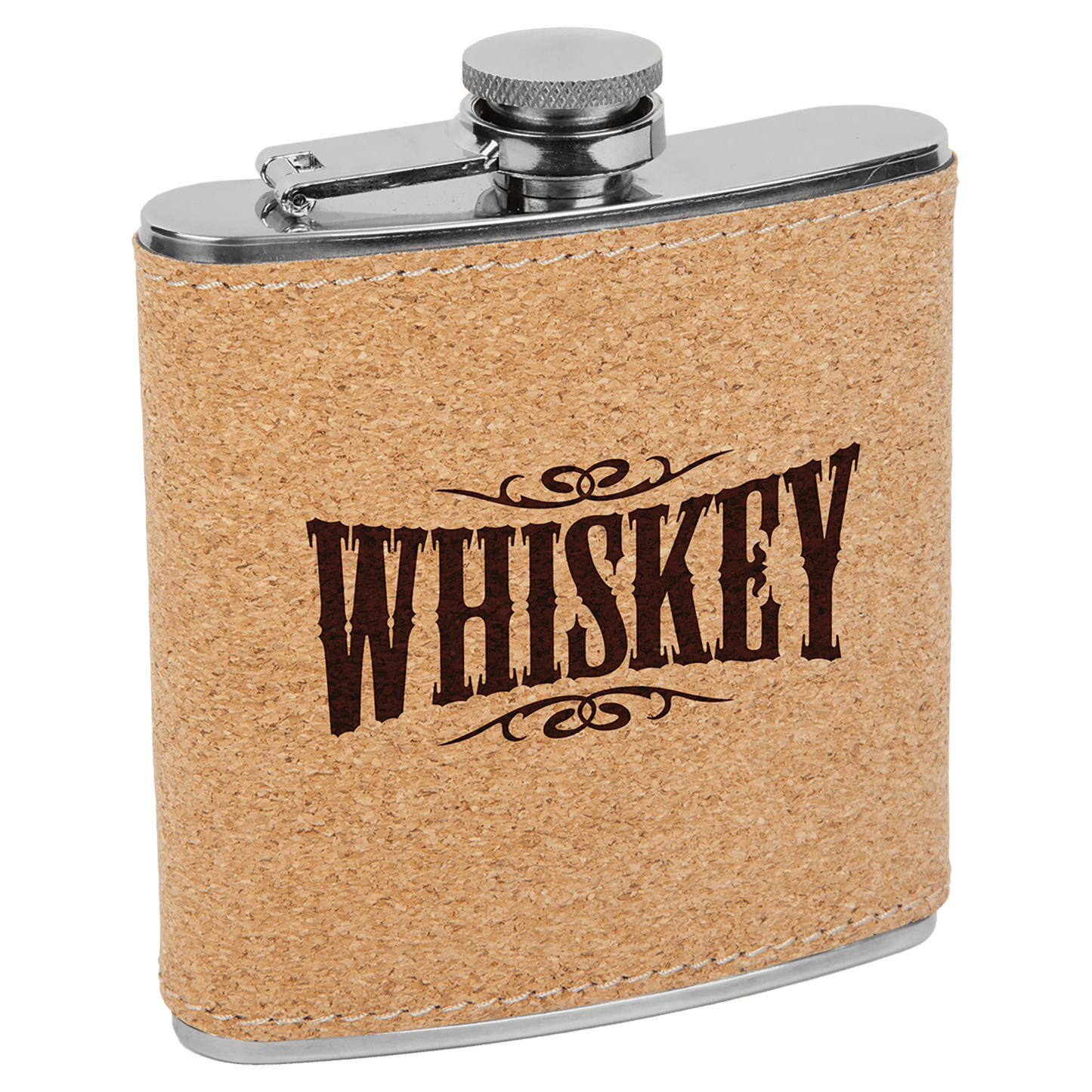 Engraved Faux Leather 6 oz. Flask