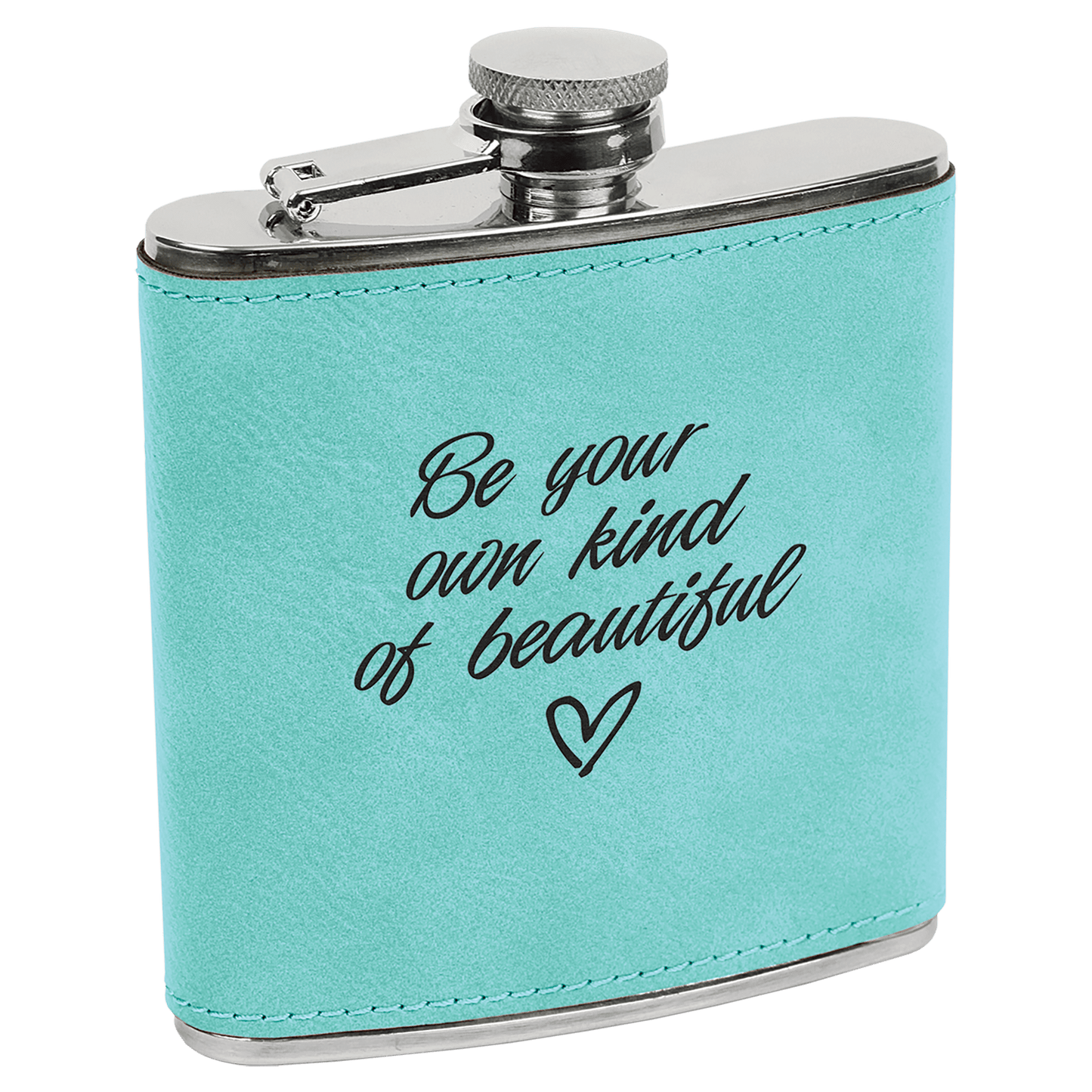 Engraved Faux Leather 6 oz. Flask
