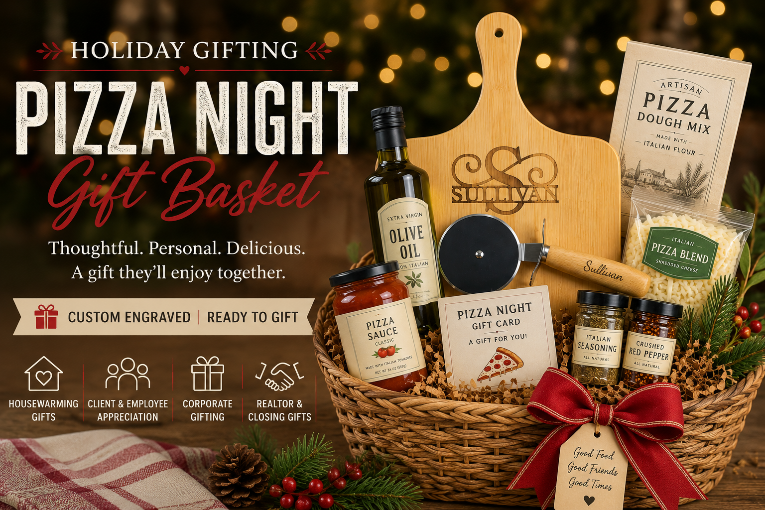 Pizza Night Gift Basket: A Fun Corporate Holiday Gift Clients Will Actually Enjoy