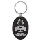 Leatherette/Metal Oval Keychain