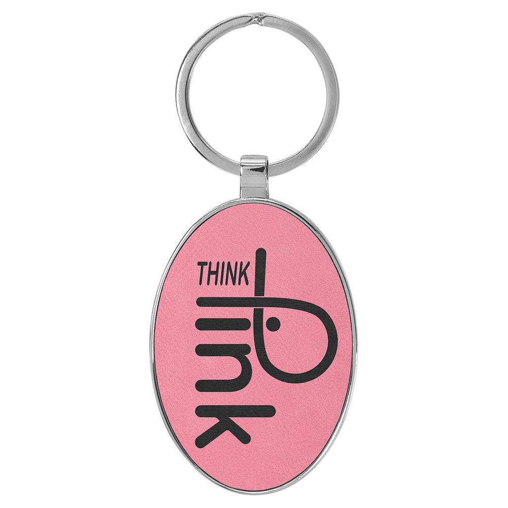 Leatherette/Metal Oval Keychain
