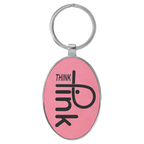 Leatherette/Metal Oval Keychain