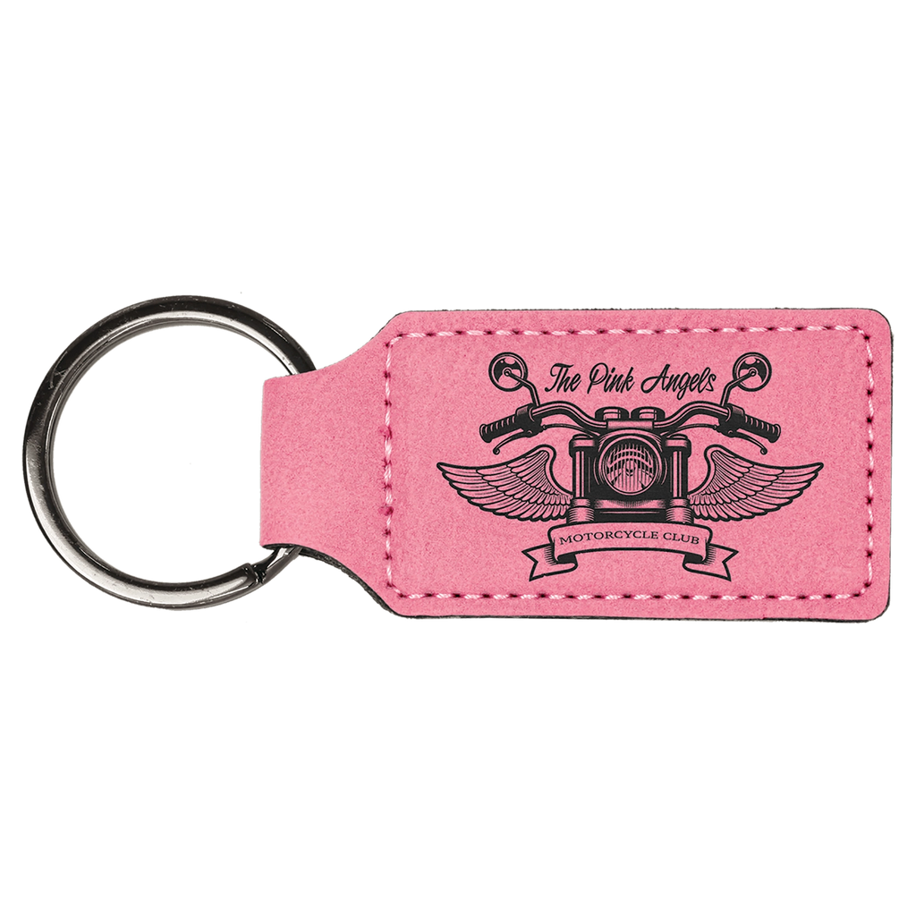 Leatherette Rectangle Stitched Keychain