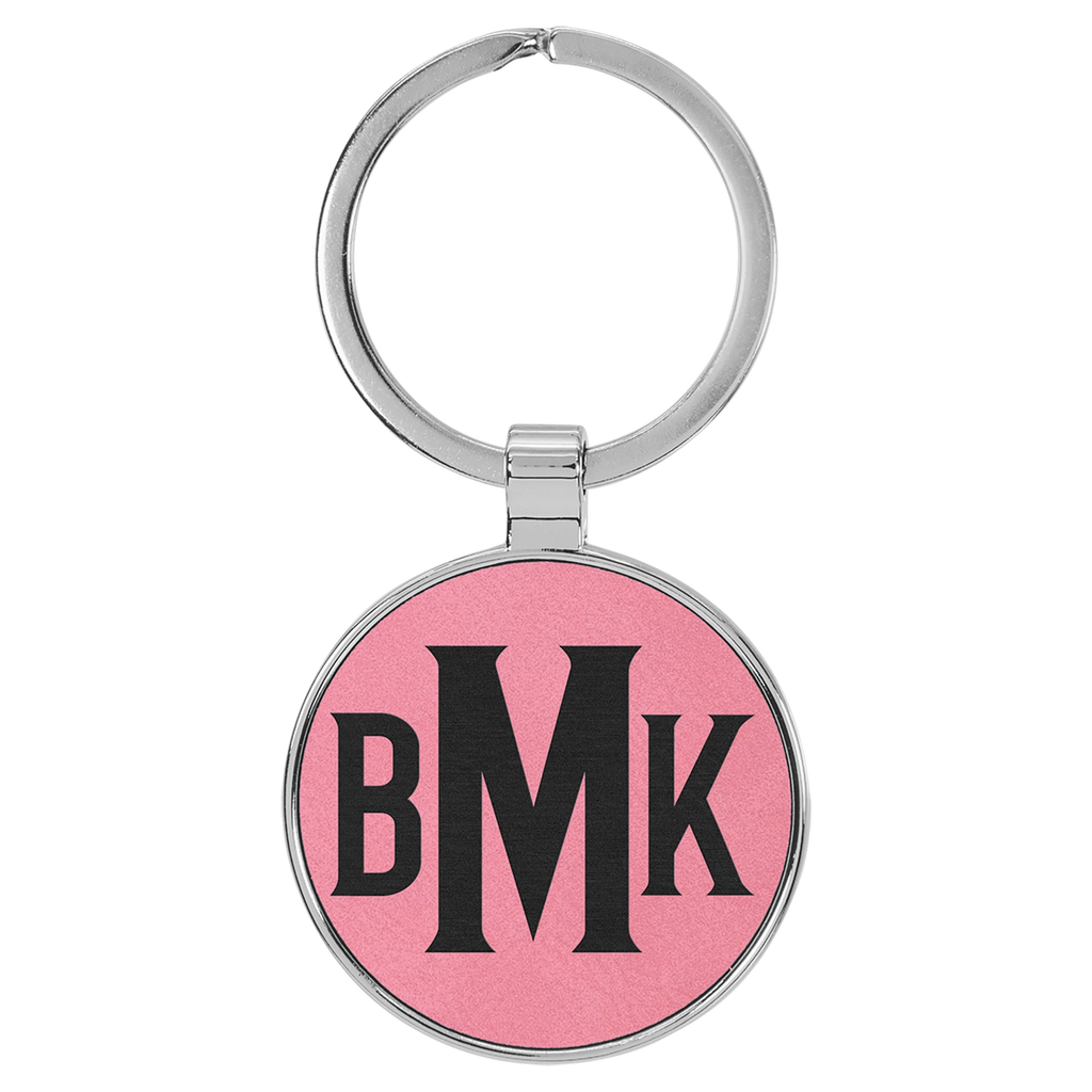 Leatherette/Metal Circle Keychain