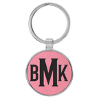 Leatherette/Metal Circle Keychain