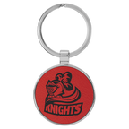 Leatherette/Metal Circle Keychain