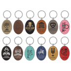 Leatherette/Metal Oval Keychain