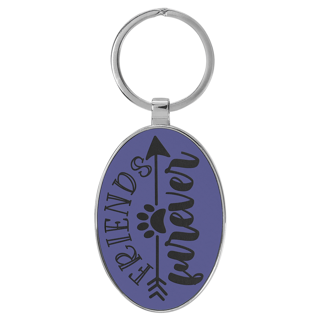 Leatherette/Metal Oval Keychain