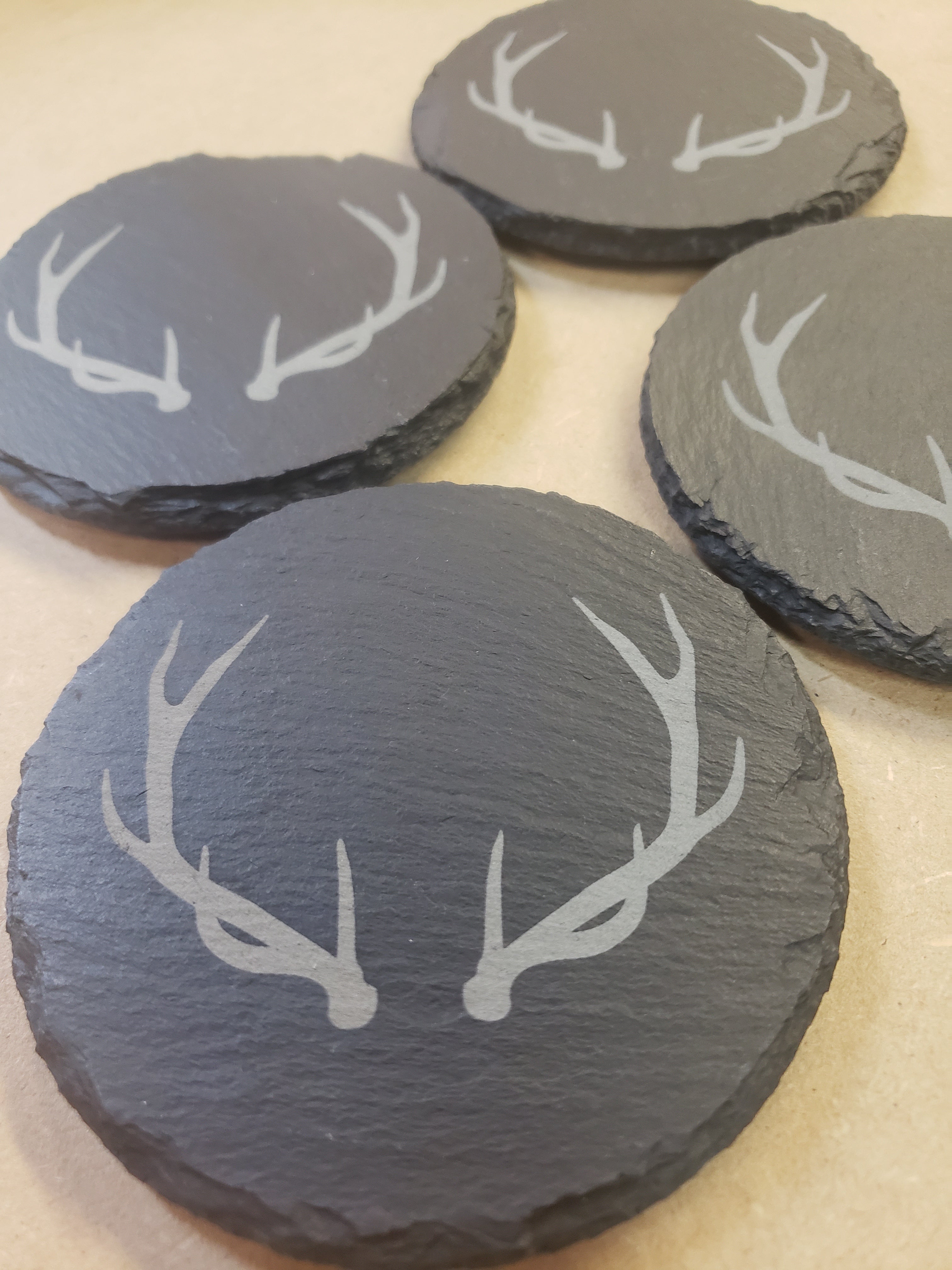 NEW! - Custom Wholesale Laser Engraved 4-Inch Round Slate Coaster
