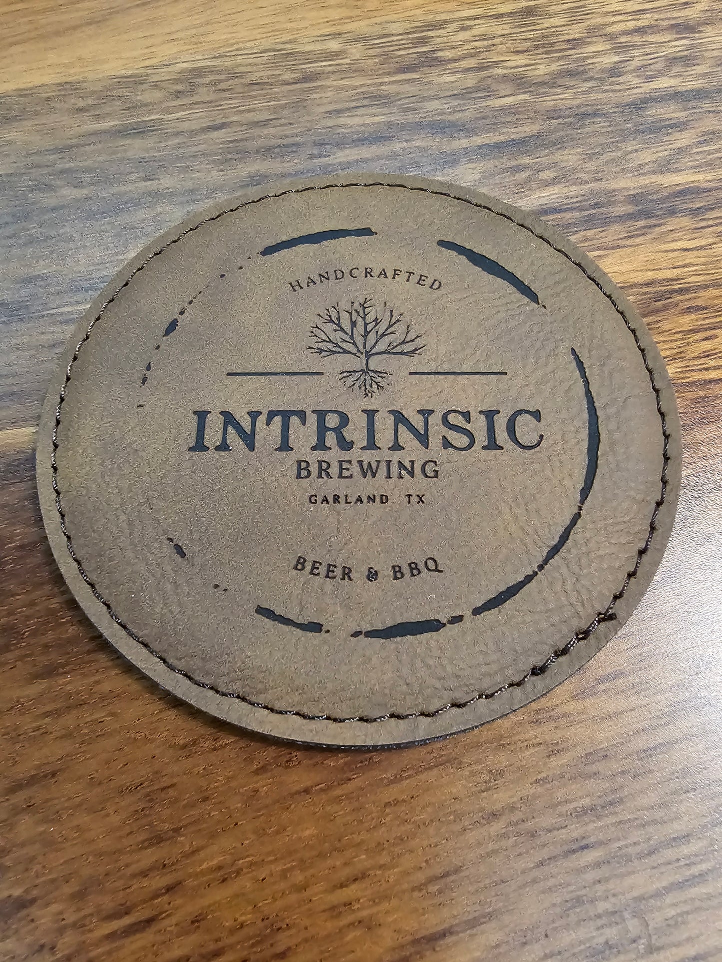 Custom Wholesale Laser Engraved Leatherette 4-Inch Round Coasters | Personalized with Logo for Tourist Shops,Visitor Centers, Souvenir Shops
