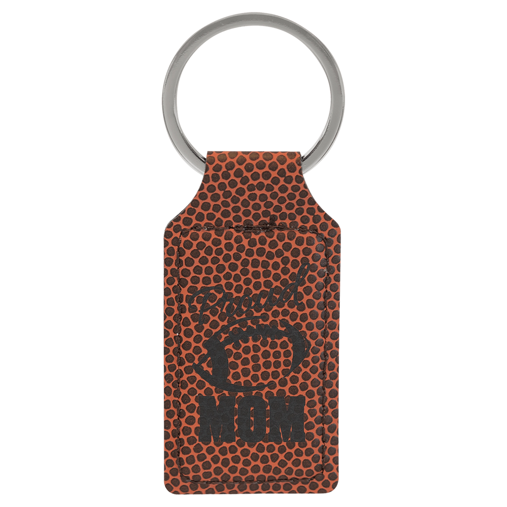 Leatherette Rectangle Stitched Keychain