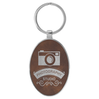 Leatherette/Metal Oval Keychain