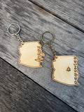 State Shaped Wooden Keychain