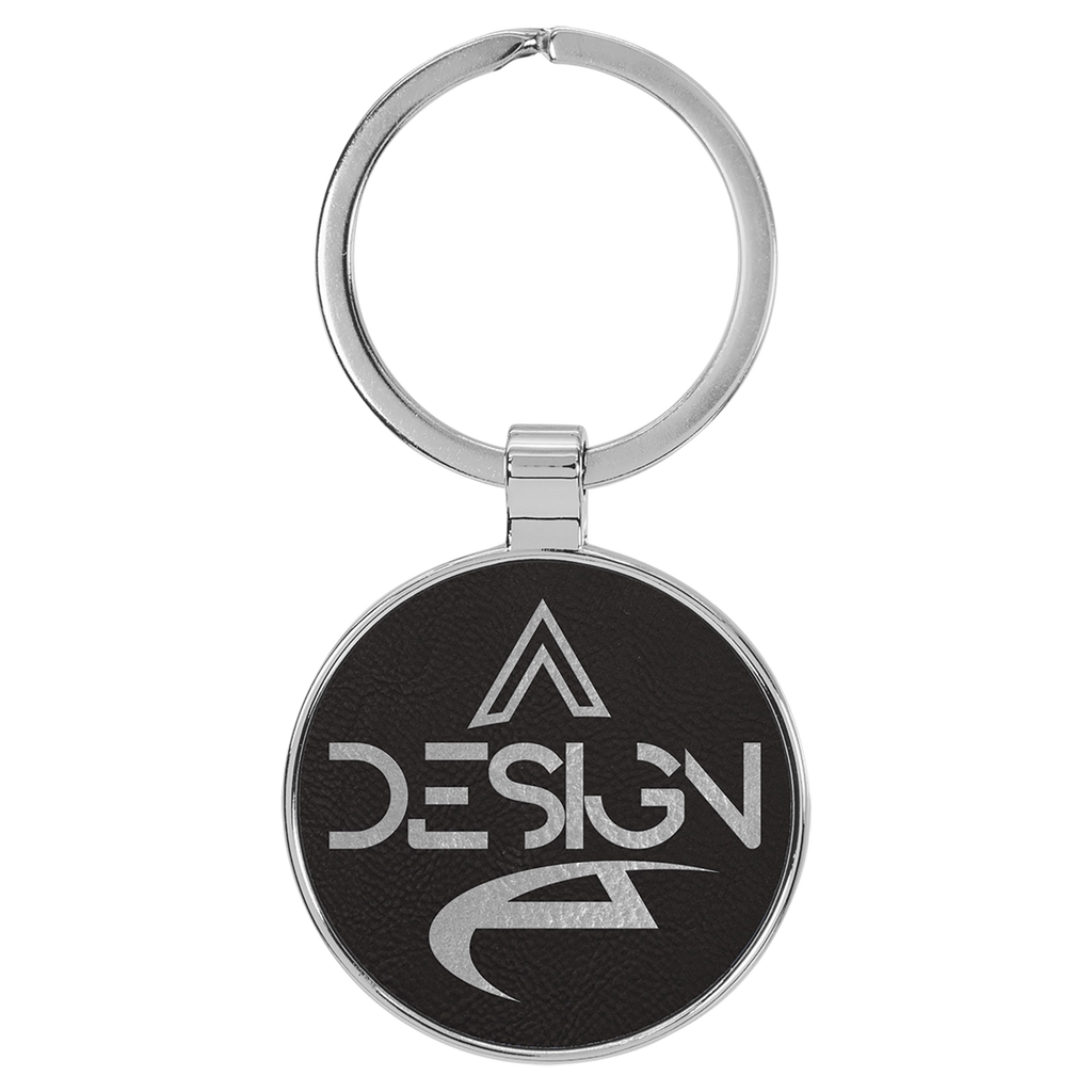 Leatherette/Metal Circle Keychain