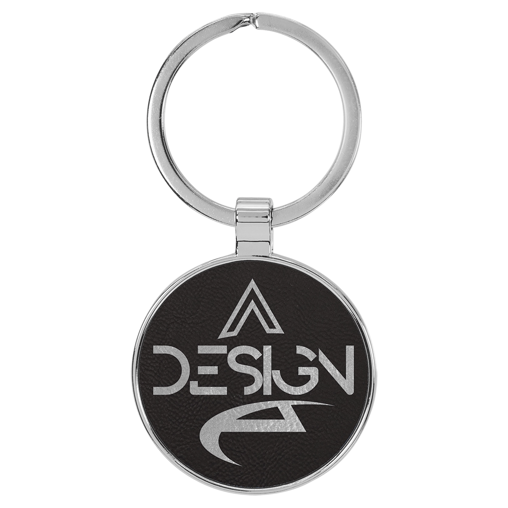 Leatherette/Metal Circle Keychain