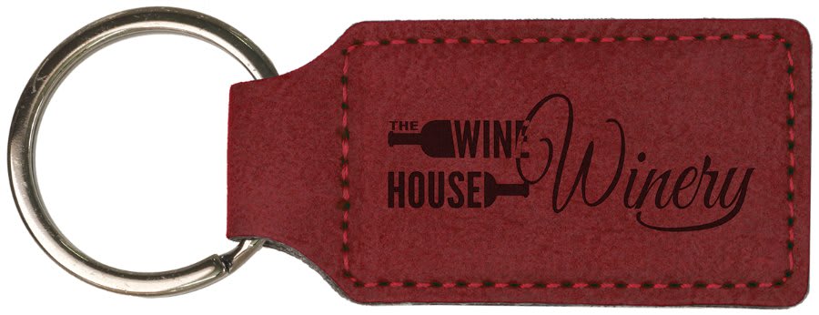 Leatherette Rectangle Stitched Keychain