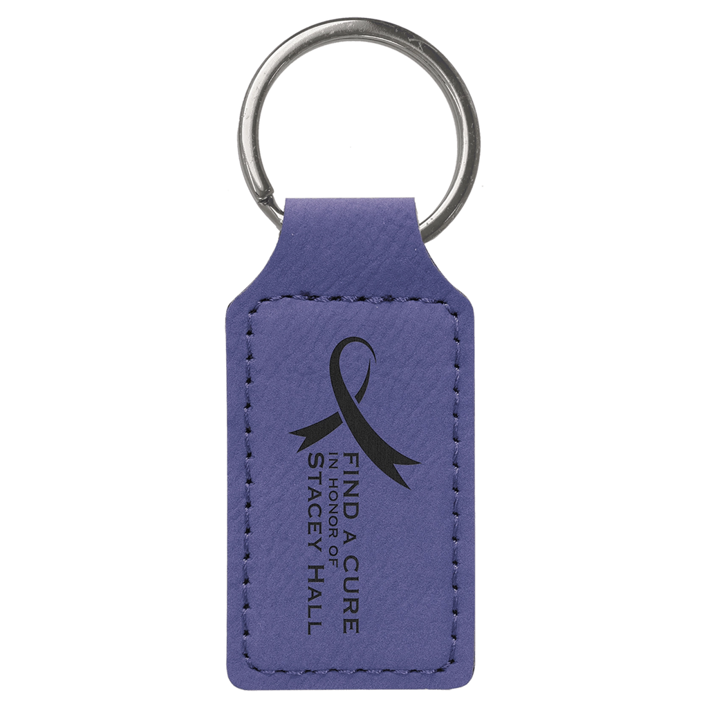 Leatherette Rectangle Stitched Keychain