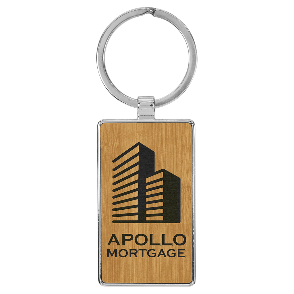 Leatherette/Metal Rectangle Keychain