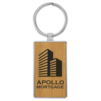 Leatherette/Metal Rectangle Keychain