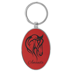 Leatherette/Metal Oval Keychain