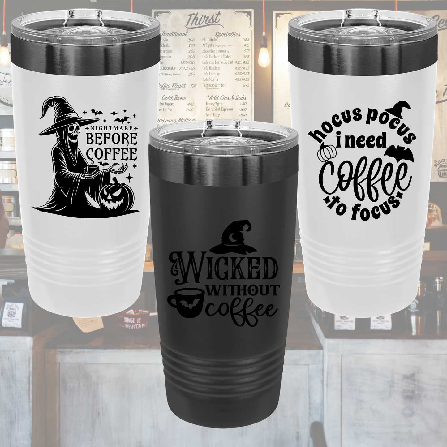 Spooky Halloween 20 oz. Custom Engraved Tumblers – Available in Black on Black or Black on White