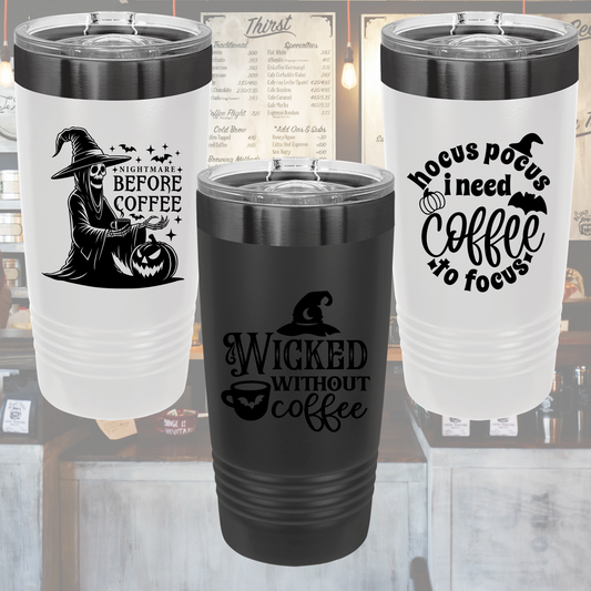 Spooky Halloween 20 oz. Custom Engraved Tumblers – Available in Black on Black or Black on White