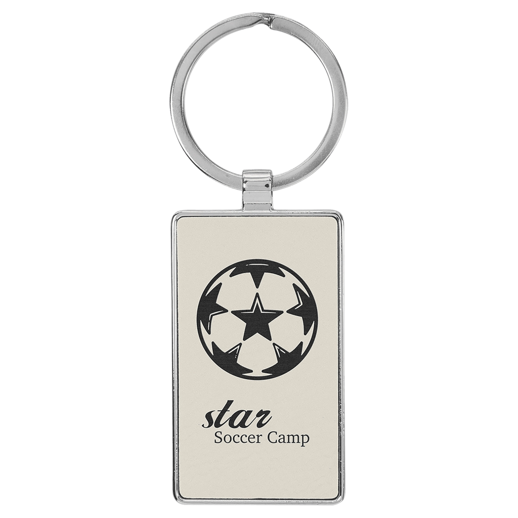 Leatherette/Metal Rectangle Keychain