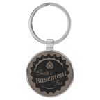 Leatherette/Metal Circle Keychain