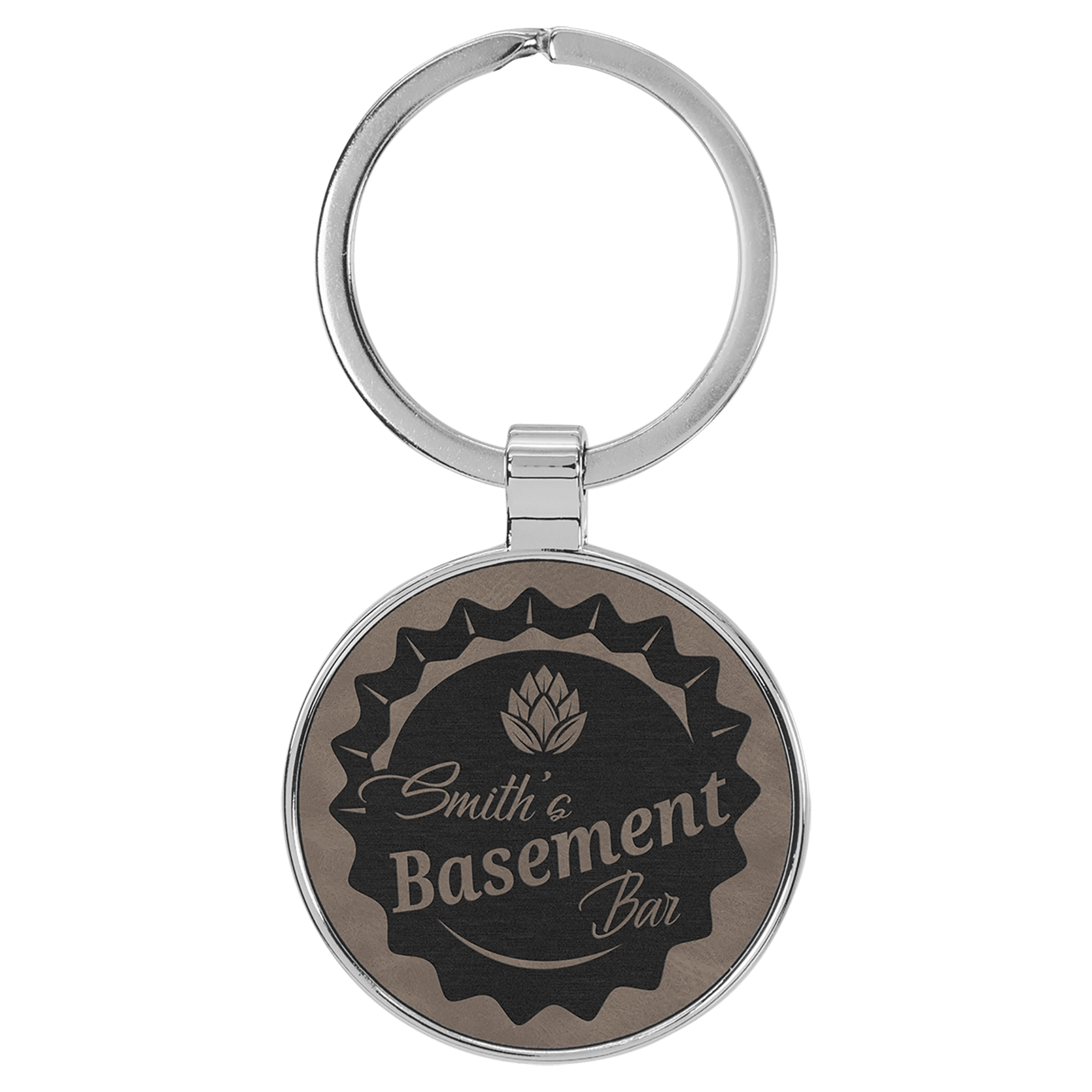Leatherette/Metal Circle Keychain
