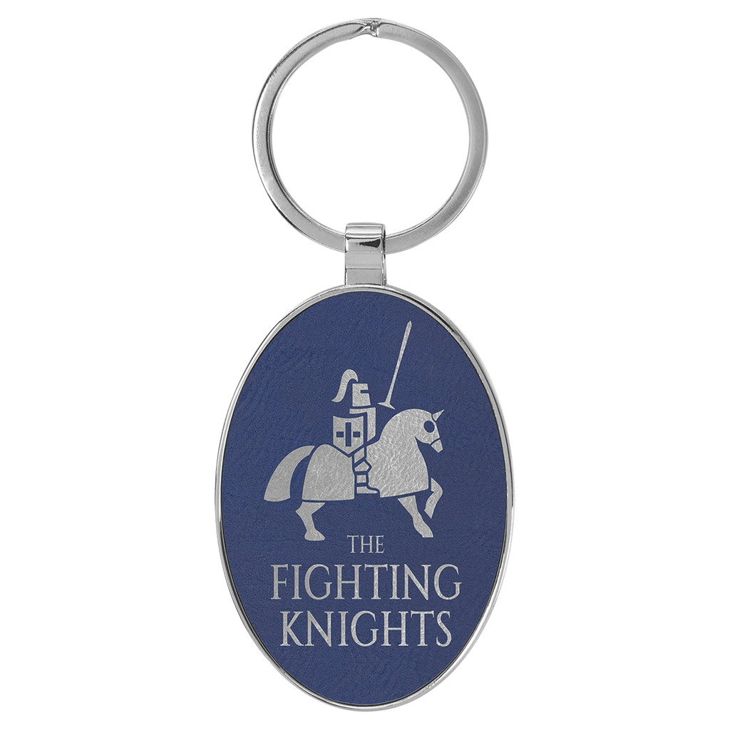 Leatherette/Metal Oval Keychain