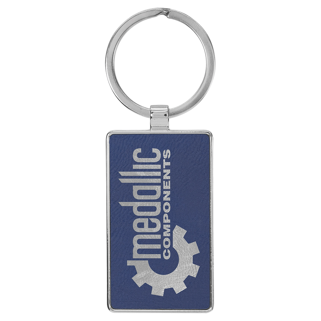 Leatherette/Metal Rectangle Keychain
