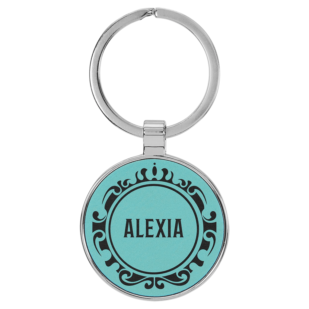 Leatherette/Metal Circle Keychain