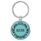 Leatherette/Metal Circle Keychain