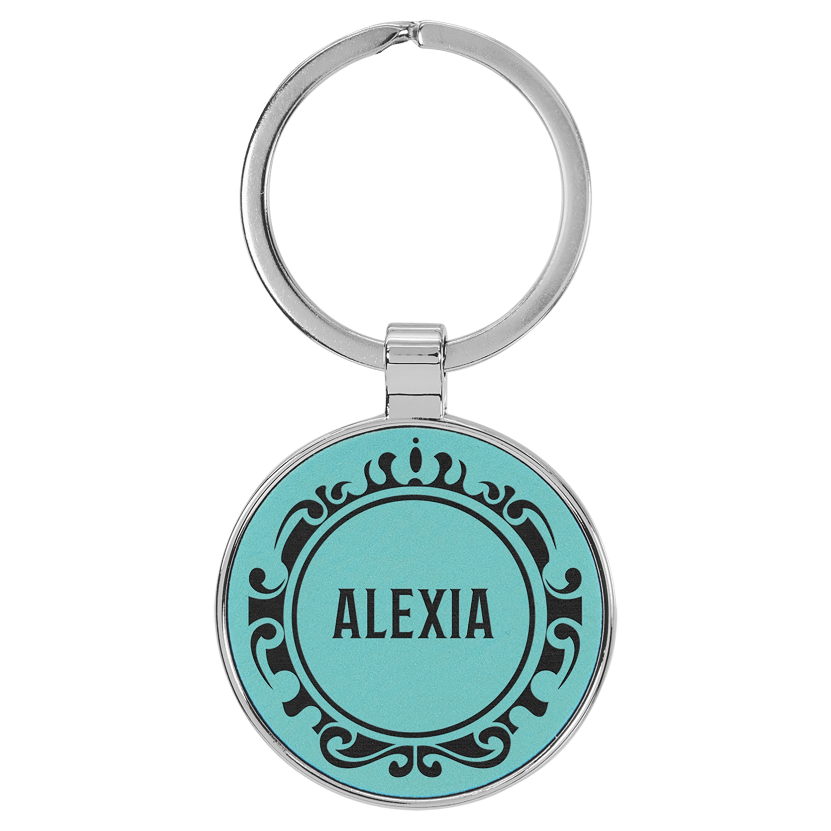 Leatherette/Metal Circle Keychain