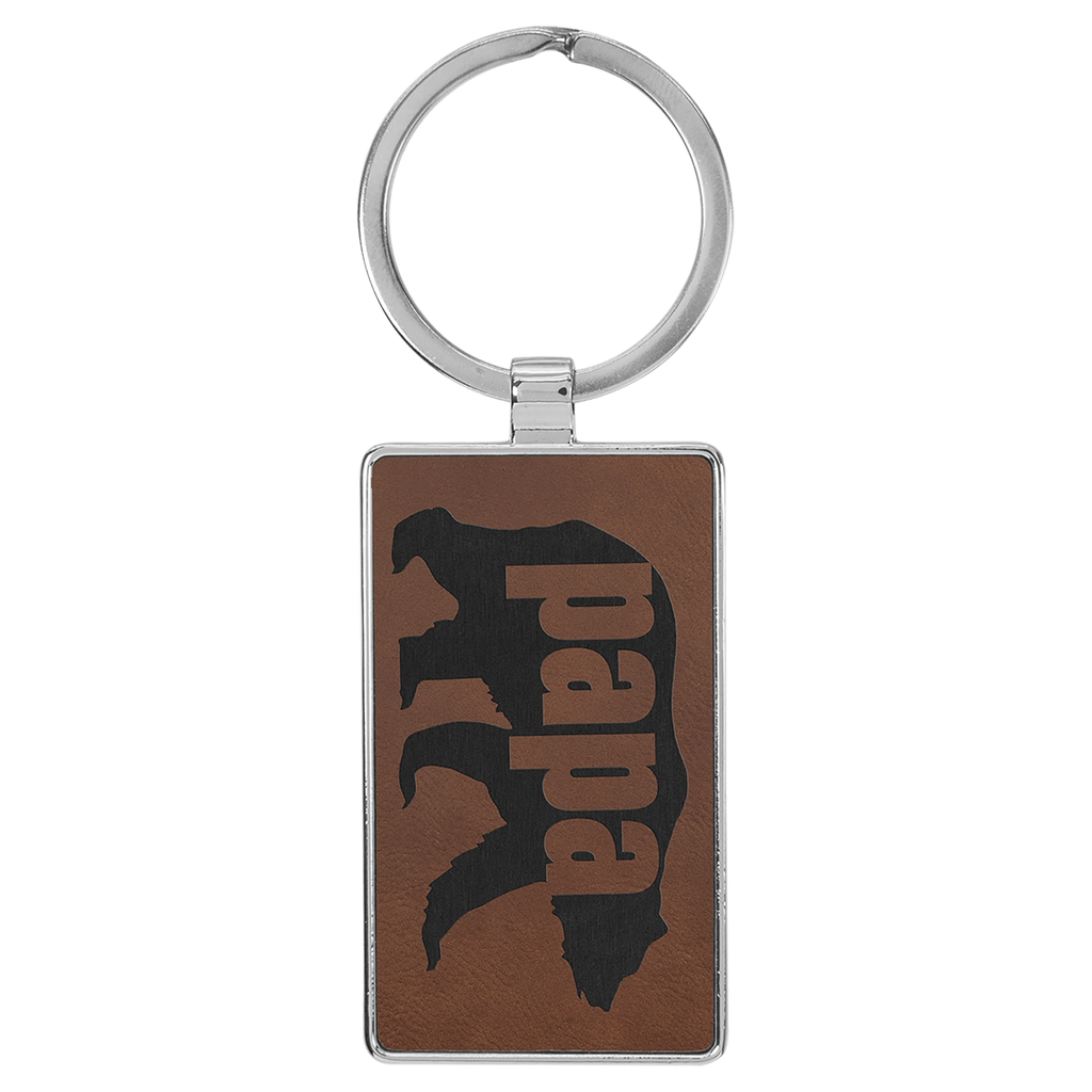 Leatherette/Metal Rectangle Keychain