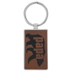 Leatherette/Metal Rectangle Keychain