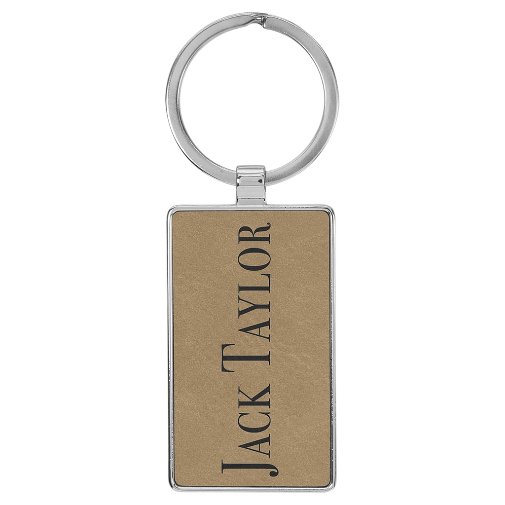 Leatherette/Metal Rectangle Keychain