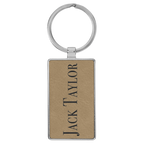 Leatherette/Metal Rectangle Keychain