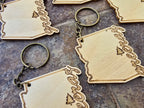 State Shaped Wooden Keychain