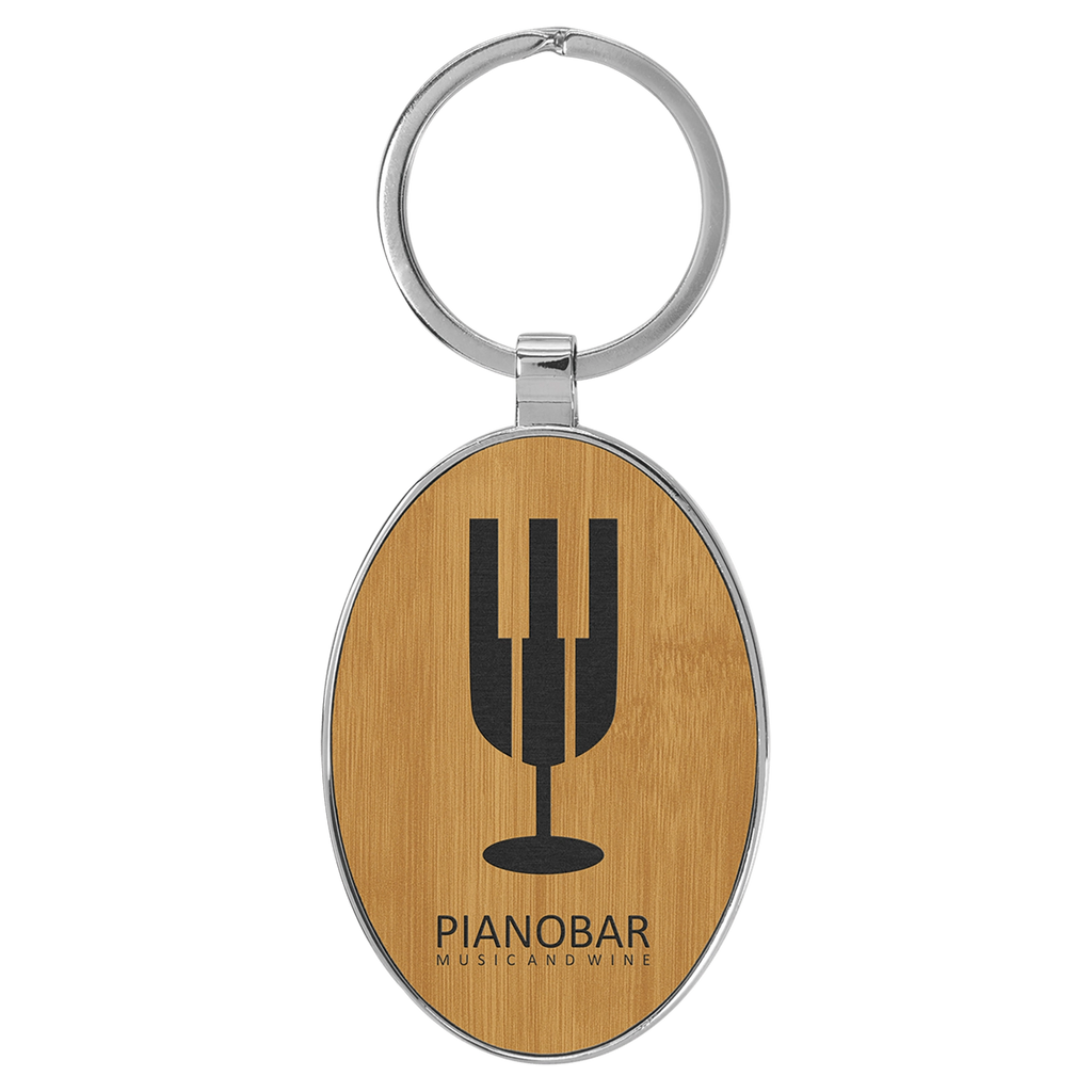 Leatherette/Metal Oval Keychain