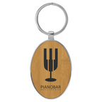 Leatherette/Metal Oval Keychain