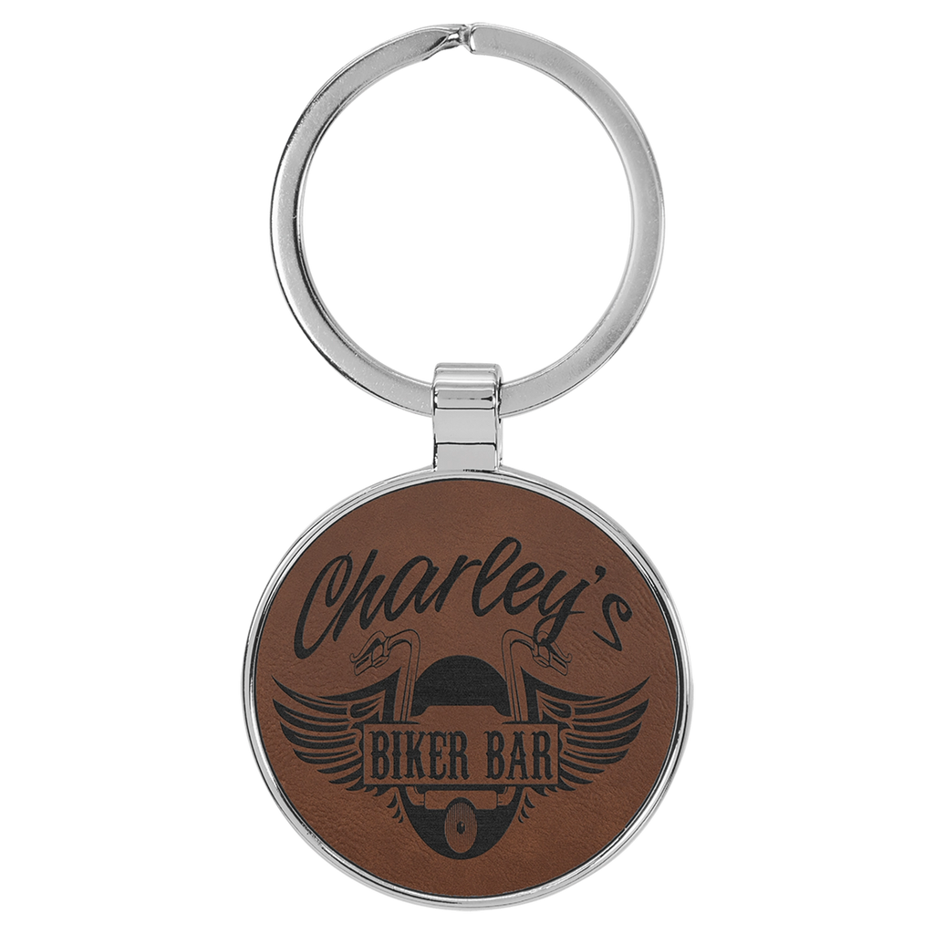 Leatherette/Metal Circle Keychain