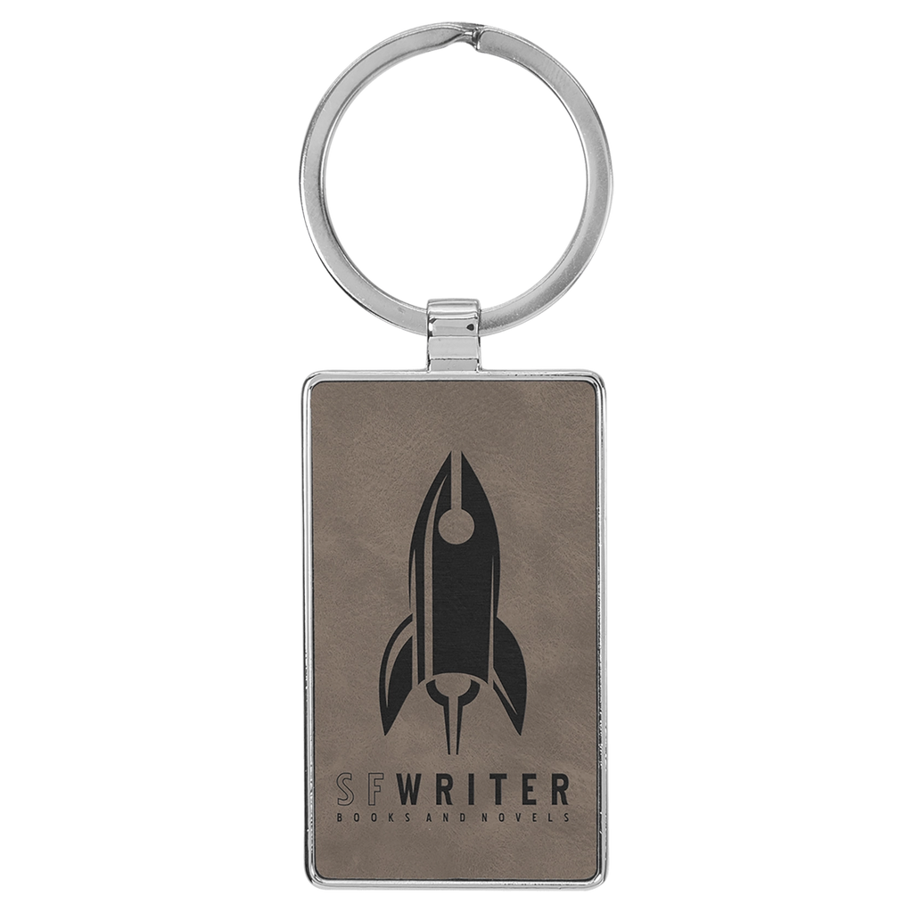 Leatherette/Metal Rectangle Keychain