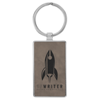 Leatherette/Metal Rectangle Keychain