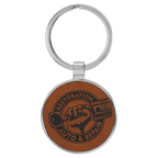 Leatherette/Metal Circle Keychain