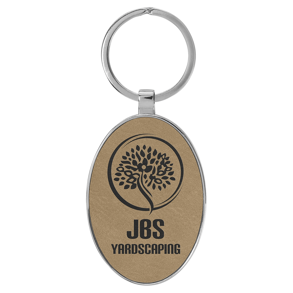 Leatherette/Metal Oval Keychain