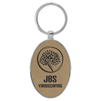 Leatherette/Metal Oval Keychain